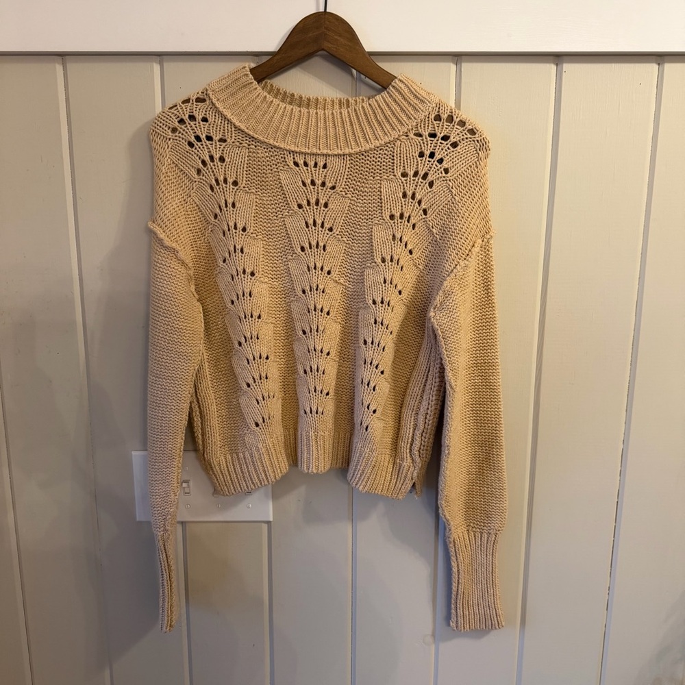 NWOT Free People Tan Loose Knit Women's Sweater, Size Small